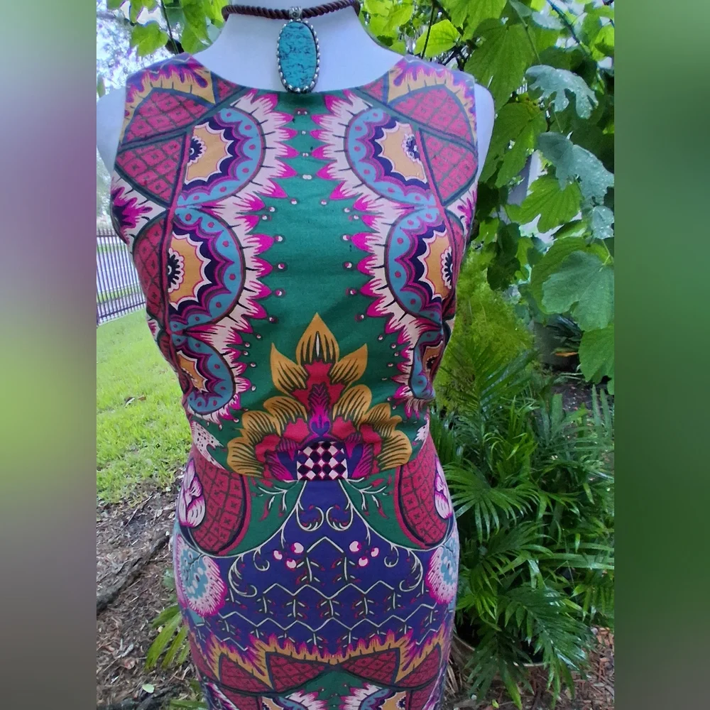 🔥NEW MAEVE ANTHROPOLOGY Vibrant Multicolor Backless Dress Size 0 & FREE GIFT - Picture 3 of 14